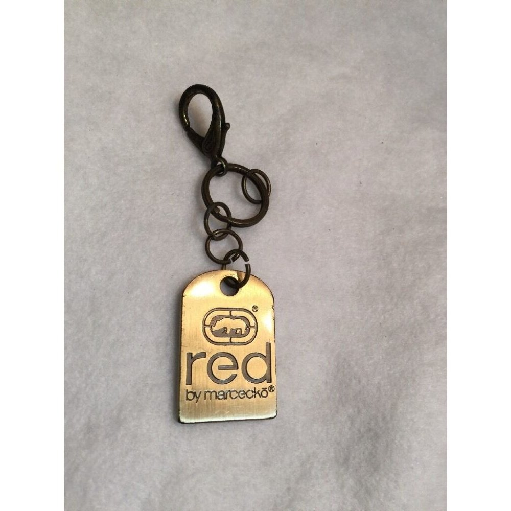Red Marceko metal Brass keychain key ring hangtag charm Purse Tag Fob